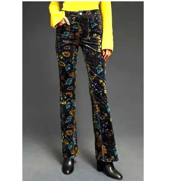 Anthropologie Pilcro The Icon Flare Low-Rise Corduroy Floral Pants - Picture 4 of 12